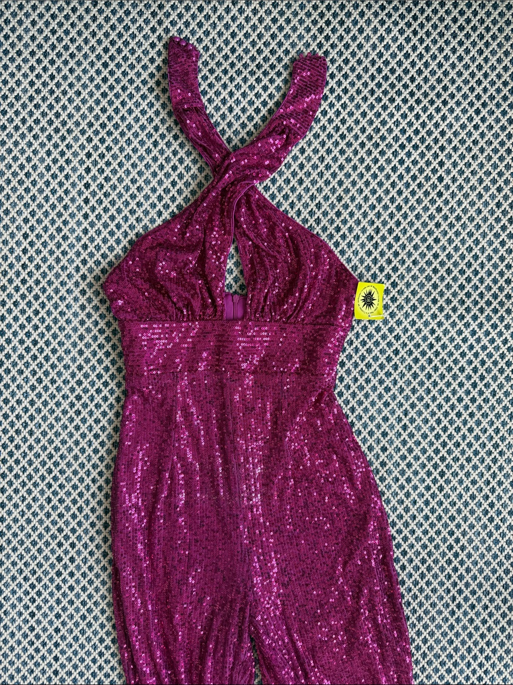 Amazing Fuschia Sequin Halter Jumpsuit